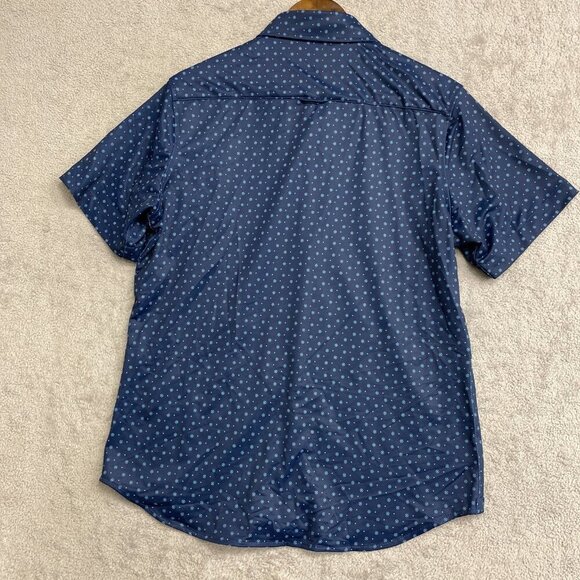 NEW Jachs New York Men's M Short Sleeve Button-Up Shirt Navy Blue - Picture 3 of 10